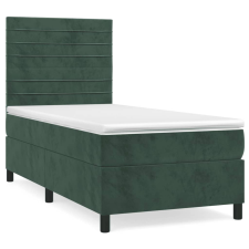 vidaXL sötétzöld bársony rugós ágy matraccal 100 x 200 cm (3143070) ágy és ágykellék