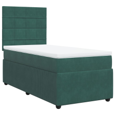 vidaXL sötétzöld bársony rugós ágy matraccal 100 x 200 cm (3292265) ágy és ágykellék