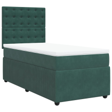 vidaXL sötétzöld bársony rugós ágy matraccal 100 x 200 cm (3292277) ágy és ágykellék