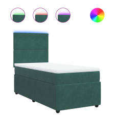 vidaXL sötétzöld bársony rugós ágy matraccal 100 x 200 cm (3294559) ágy és ágykellék