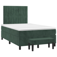 vidaXL sötétzöld bársony rugós ágy matraccal 120x190 cm ágy és ágykellék