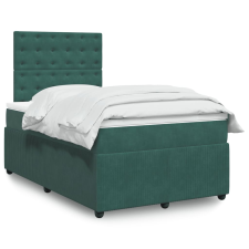 vidaXL sötétzöld bársony rugós ágy matraccal 120x190 cm ágy és ágykellék