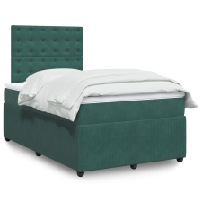 vidaXL sötétzöld bársony rugós ágy matraccal 120x190 cm ágy és ágykellék