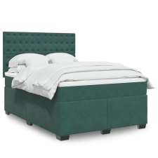 vidaXL sötétzöld bársony rugós ágy matraccal 140x190 cm ágy és ágykellék