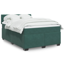 vidaXL sötétzöld bársony rugós ágy matraccal 140x190 cm ágy és ágykellék