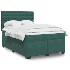 vidaXL sötétzöld bársony rugós ágy matraccal 140x190 cm ágy és ágykellék