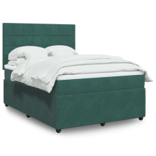 vidaXL sötétzöld bársony rugós ágy matraccal 140x190 cm ágy és ágykellék