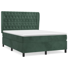 vidaXL sötétzöld bársony rugós ágy matraccal 140x190 cm (3129390) ágy és ágykellék