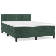 vidaXL sötétzöld bársony rugós ágy matraccal 140x190 cm (3141422) ágy és ágykellék