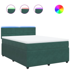 vidaXL sötétzöld bársony rugós ágy matraccal 140x190 cm (3290037) ágy és ágykellék