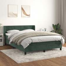 vidaXL sötétzöld bársony rugós ágy matraccal 140x200 cm ágy és ágykellék