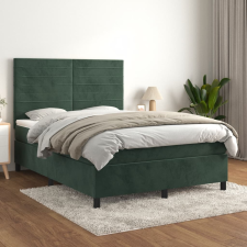 vidaXL sötétzöld bársony rugós ágy matraccal 140x200 cm ágy és ágykellék