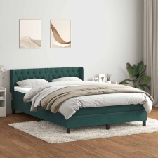 vidaXL sötétzöld bársony rugós ágy matraccal 140x220 cm ágy és ágykellék