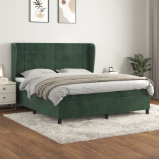 vidaXL sötétzöld bársony rugós ágy matraccal 160x200 cm ágy és ágykellék