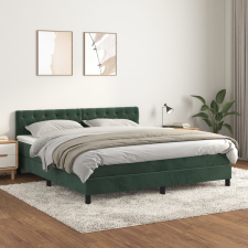 vidaXL sötétzöld bársony rugós ágy matraccal 160x200 cm ágy és ágykellék