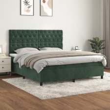 vidaXL Sötétzöld bársony rugós ágy matraccal 160x200 cm ágy és ágykellék