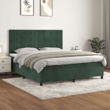 vidaXL sötétzöld bársony rugós ágy matraccal 160x200 cm ágy és ágykellék