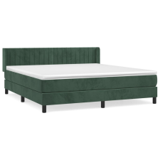 vidaXL sötétzöld bársony rugós ágy matraccal 160x200 cm (3131090) ágy és ágykellék