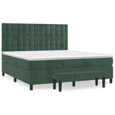 vidaXL sötétzöld bársony rugós ágy matraccal 160x200 cm (3138094) ágy és ágykellék