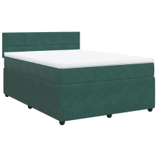 vidaXL sötétzöld bársony rugós ágy matraccal 160x200 cm (3287785) ágy és ágykellék