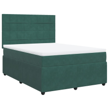 vidaXL sötétzöld bársony rugós ágy matraccal 160x200 cm (3292385) ágy és ágykellék
