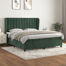 vidaXL sötétzöld bársony rugós ágy matraccal 180x200 cm ágy és ágykellék