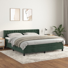 vidaXL sötétzöld bársony rugós ágy matraccal 180x200 cm ágy és ágykellék