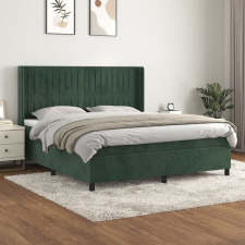 vidaXL sötétzöld bársony rugós ágy matraccal 180x200 cm ágy és ágykellék