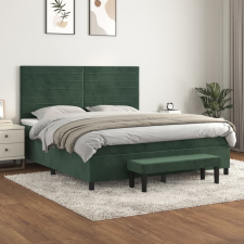 vidaXL sötétzöld bársony rugós ágy matraccal 180x200 cm ágy és ágykellék