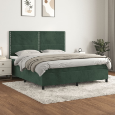vidaXL sötétzöld bársony rugós ágy matraccal 180x200 cm ágy és ágykellék
