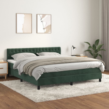 vidaXL Sötétzöld bársony rugós ágy matraccal 180x200 cm ágy és ágykellék