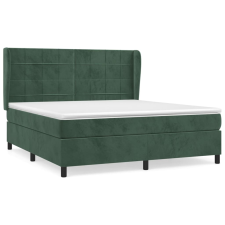 vidaXL sötétzöld bársony rugós ágy matraccal 180x200 cm (3129228) ágy és ágykellék