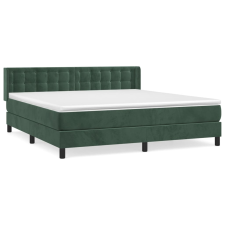 vidaXL sötétzöld bársony rugós ágy matraccal 180x200 cm (3131216) ágy és ágykellék