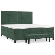 vidaXL sötétzöld bársony rugós ágy matraccal 180x200 cm (3137860) ágy és ágykellék