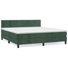 vidaXL sötétzöld bársony rugós ágy matraccal 180x200 cm (3141200) ágy és ágykellék