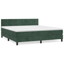 vidaXL sötétzöld bársony rugós ágy matraccal 180x200 cm (3141320) ágy és ágykellék