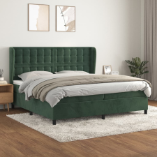 vidaXL sötétzöld bársony rugós ágy matraccal 200x200 cm ágy és ágykellék