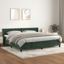 vidaXL Sötétzöld bársony rugós ágy matraccal 200x200 cm ágy és ágykellék