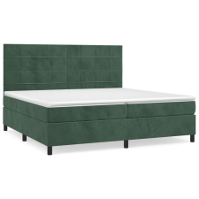 vidaXL sötétzöld bársony rugós ágy matraccal 200x200 cm (3143046) ágy és ágykellék