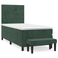 vidaXL sötétzöld bársony rugós ágy matraccal 80 x 200 cm (3137872) ágy és ágykellék