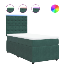 vidaXL sötétzöld bársony rugós ágy matraccal 80 x 200 cm (3294505) ágy és ágykellék