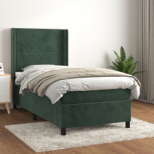 vidaXL sötétzöld bársony rugós ágy matraccal 90 x 200 cm ágy és ágykellék