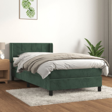 vidaXL sötétzöld bársony rugós ágy matraccal 90 x 200 cm ágy és ágykellék
