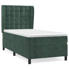 vidaXL sötétzöld bársony rugós ágy matraccal 90 x 200 cm (3129432) ágy és ágykellék