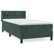 vidaXL sötétzöld bársony rugós ágy matraccal 90 x 200 cm (3131120) ágy és ágykellék