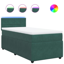 vidaXL sötétzöld bársony rugós ágy matraccal 90 x 200 cm (3289953) ágy és ágykellék