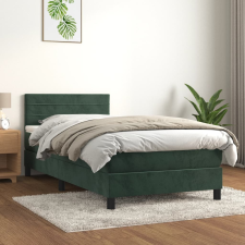 vidaXL sötétzöld bársony rugós ágy matraccal 90x190 cm ágy és ágykellék
