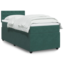 vidaXL sötétzöld bársony rugós ágy matraccal 90x190 cm ágy és ágykellék