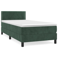 vidaXL sötétzöld bársony rugós ágy matraccal 90x190 cm (3141218) ágy és ágykellék