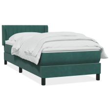 vidaXL sötétzöld bársony rugós ágy matraccal 90x220 cm ágy és ágykellék